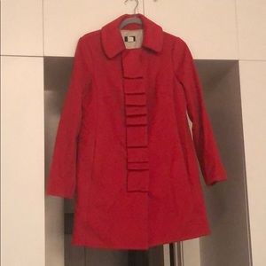 Red JCrew Stadium Cloth Coat Ruffle